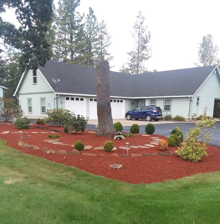 Red Mulch And Lawn